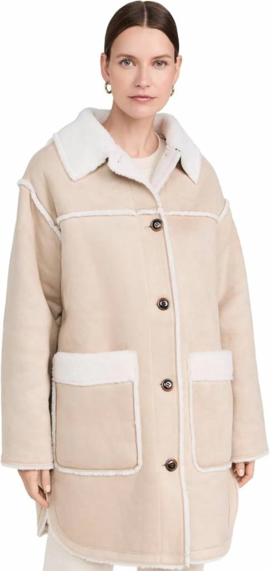 UGG Women's Takara LuxeFluff Mid-Length Winter Jacket - Cozy Fleece Lined Water-Resistant Bootie Boot Companion
