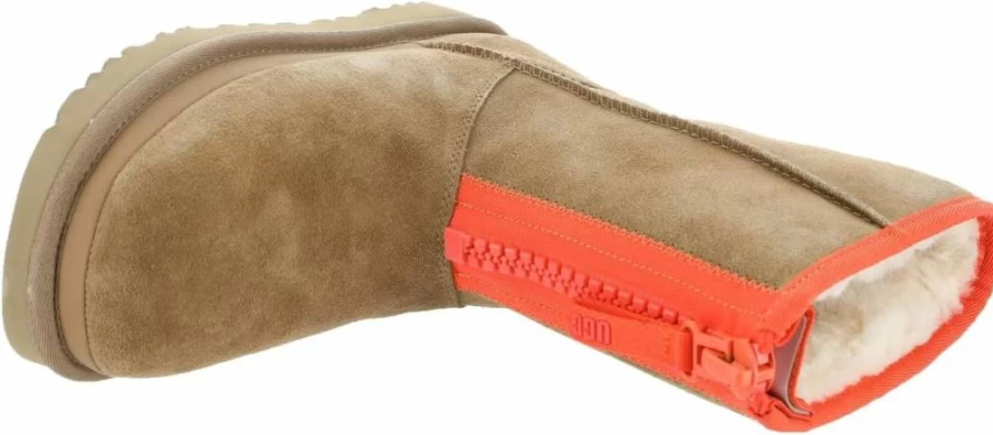 UGG Women's Classic Short Boots with Zipper and Logo Tape - Waterproof Winter Boots