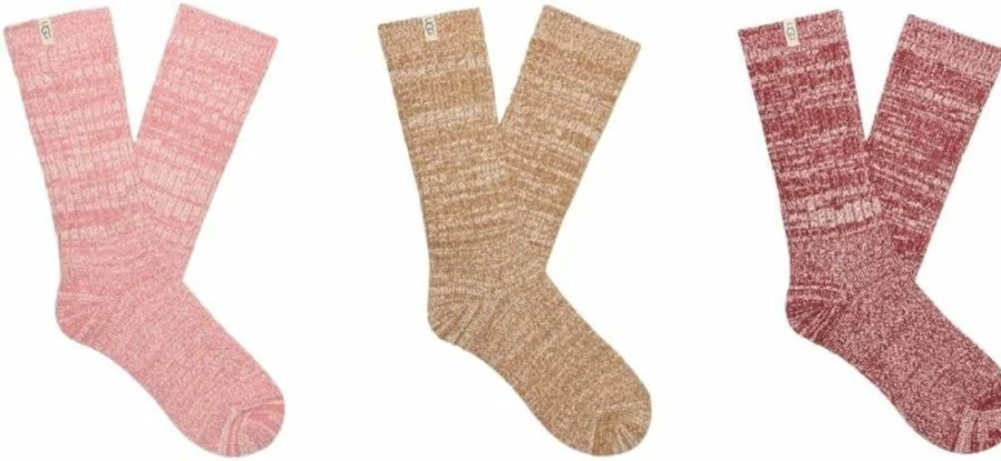 UGG Women's Rib Knit Slouchy Crew Socks 3-Pack - Soft Knit Comfort Socks for Women