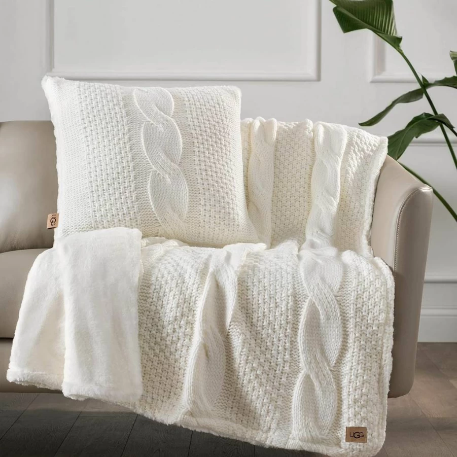 UGG Ob Erie Decorative Throw Pillow - Soft White Accent Pillow for Home & Couch