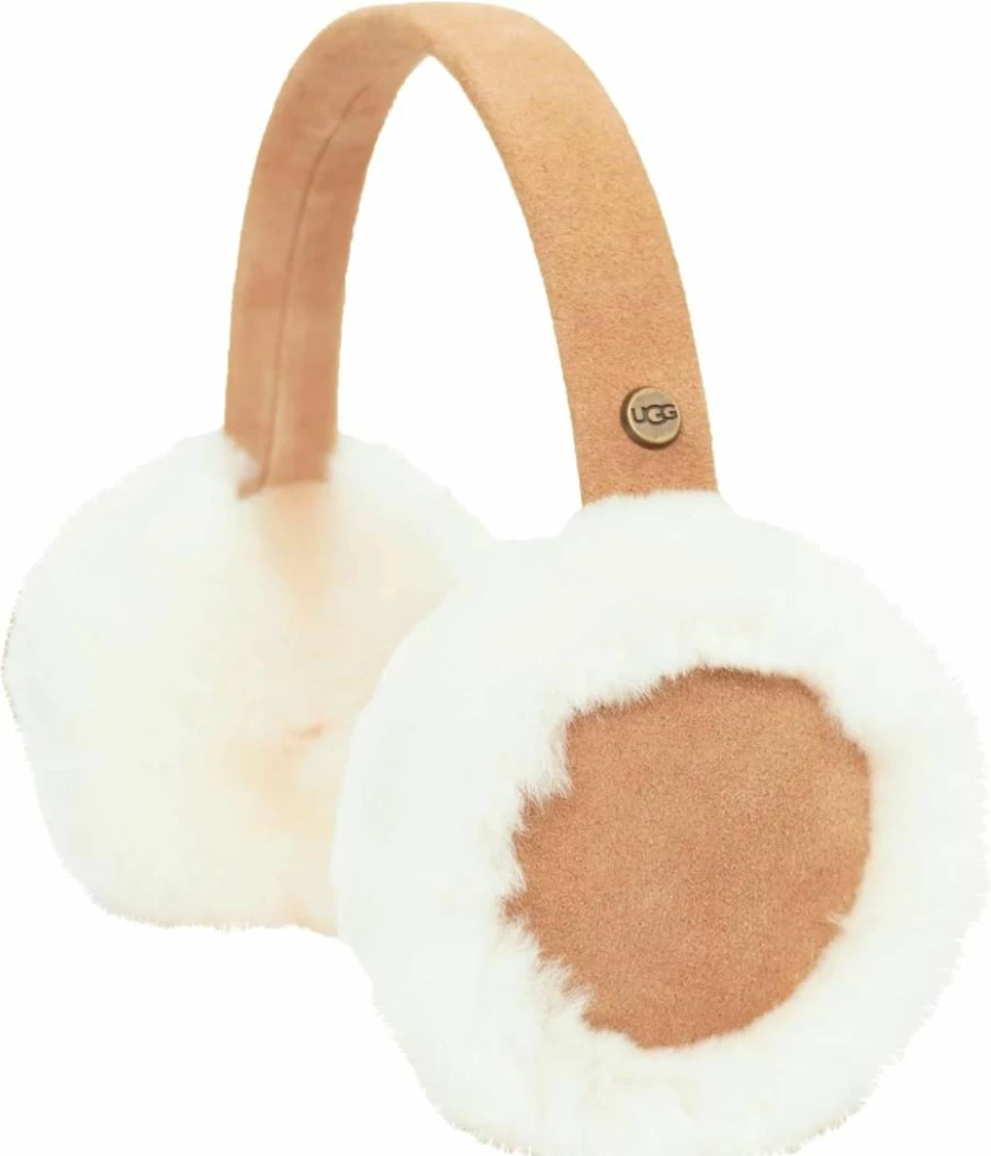 UGG Kids' Classic Chestnut Earmuffs - Genuine Leather & Shearling Sheepskin Winter Accessory, One Size, Cozy Polyester Fill