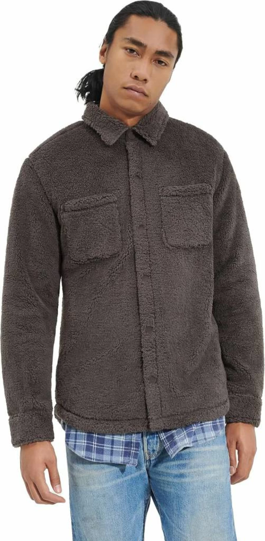 UGG Men's Tasman Snap Shirt Jacket - Classic Plaid Fleece Lined Button-Up