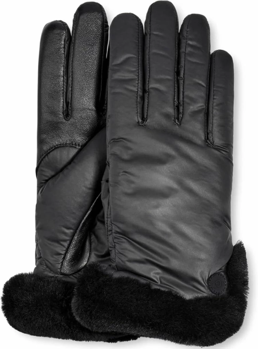 UGG Women's Black Sheepskin Touchscreen Gloves with Microfur Lining, Small Size, Warm Winter Gloves