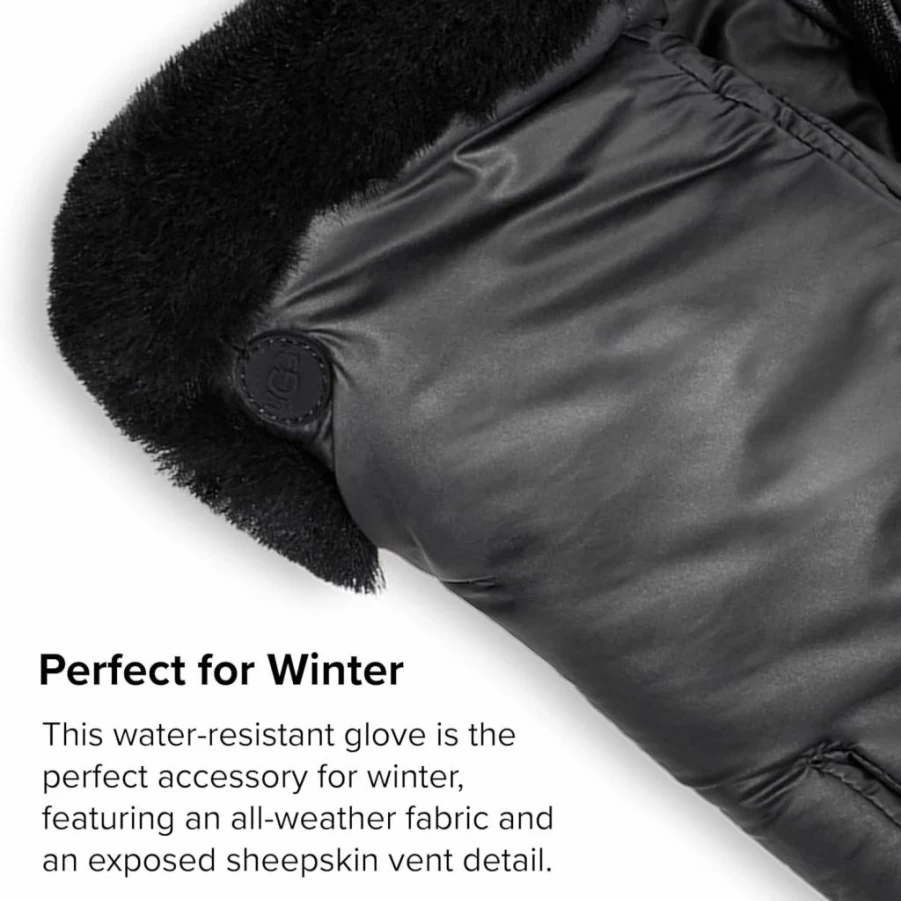 UGG Women's Black Sheepskin Touchscreen Gloves with Microfur Lining, Small Size, Warm Winter Gloves