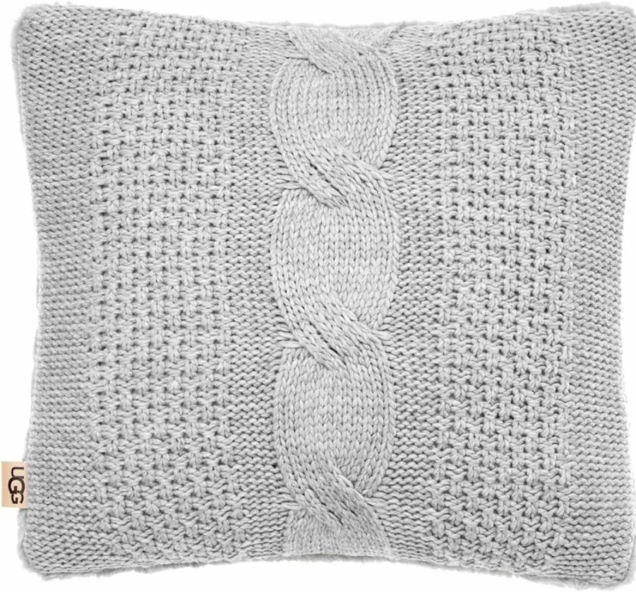 UGG Erie Pillow 20x20 Inch - Ultra Plush Cable Knit with Eyelash Sweater Design, Removable Insert, Cozy Polyester Square Decorative Throw Pillow