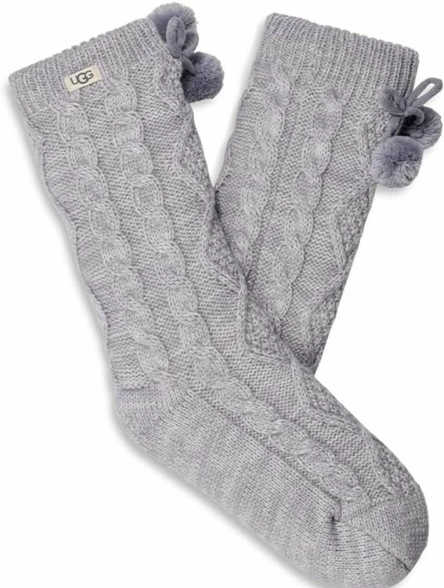 UGG Women's Cozy Fleece-Lined Crew Socks with Pom Pom Detail - Warm Winter Socks