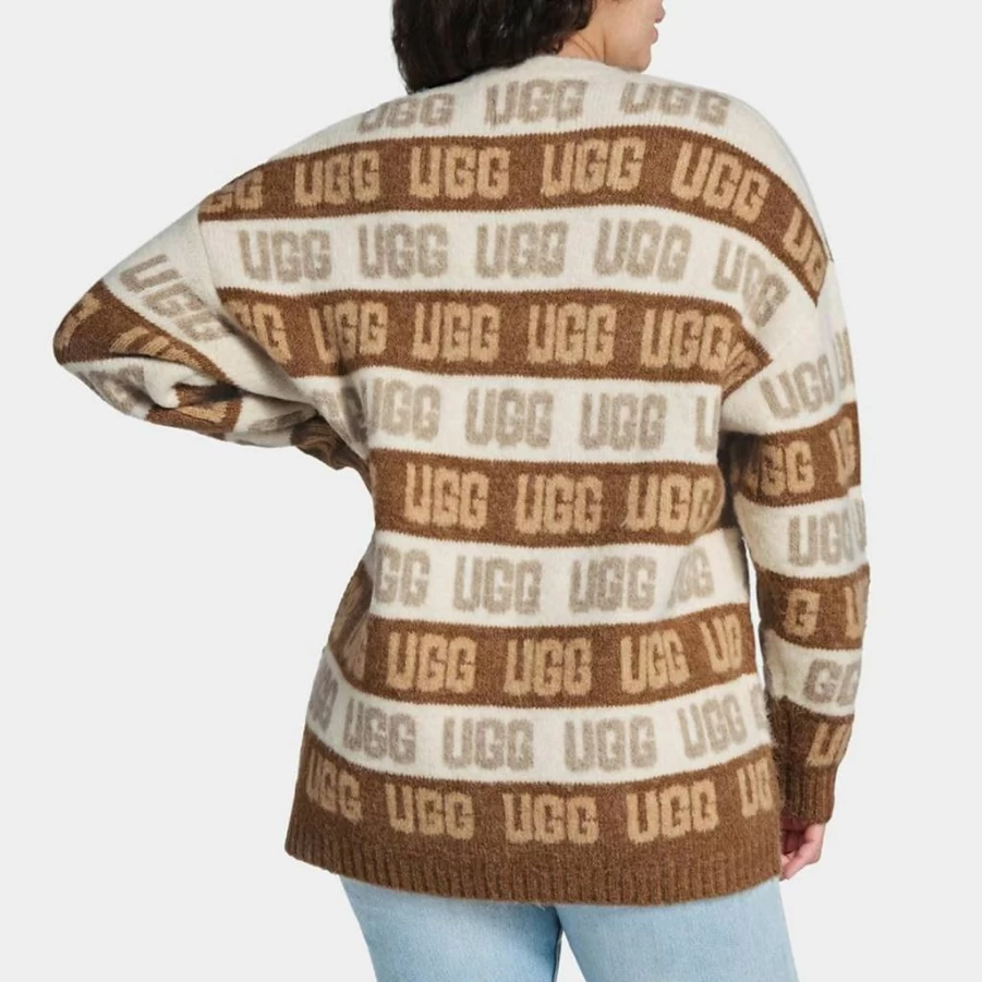UGG Women's Graphic Logo Cardigan Sweater | Cozy Knit Pullover | Casual Winter Wear