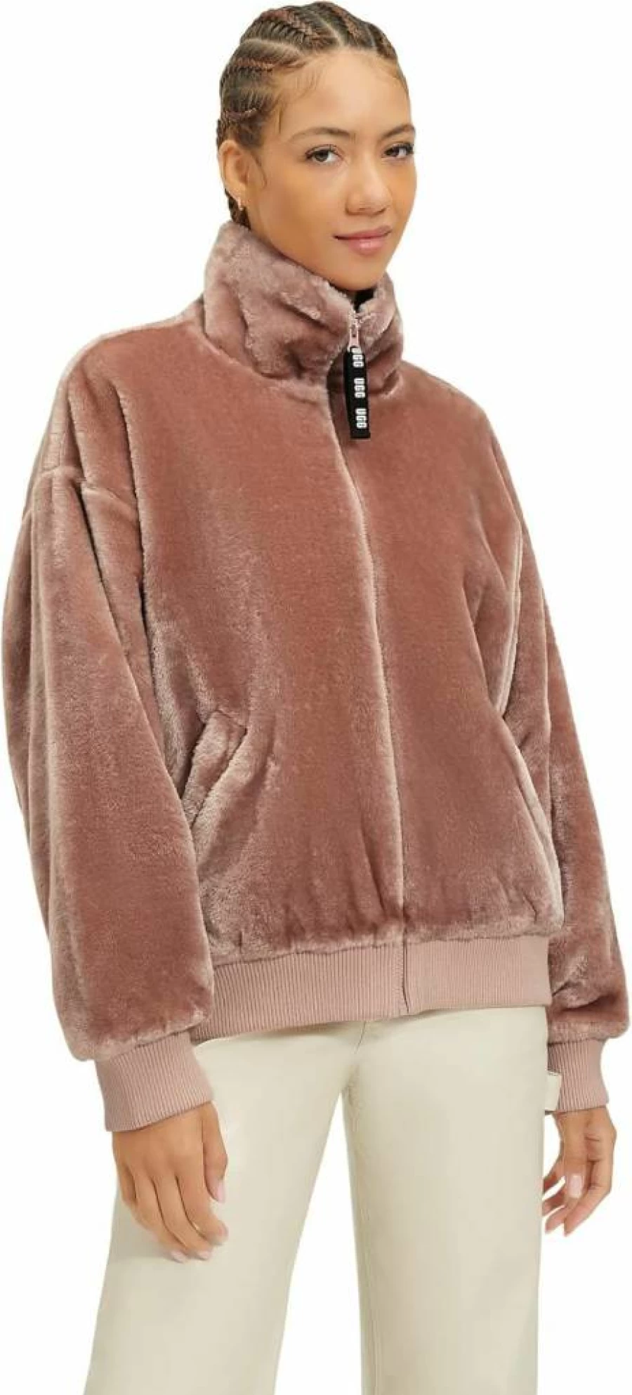 UGG Women's Laken Water-Resistant Winter Coat with Faux Fur Trim