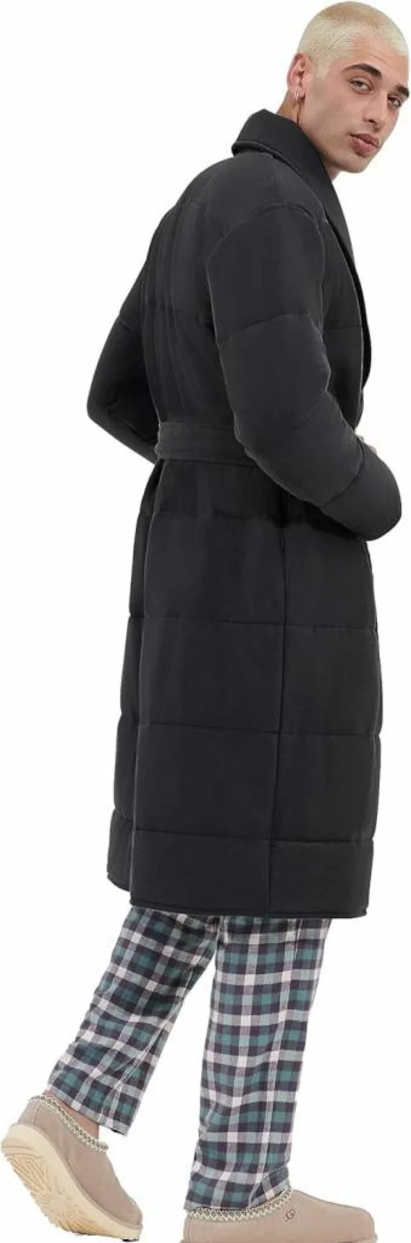 UGG Unisex Quade Quilted Robe - Cozy Plush Fleece Bathrobe for Men & Women
