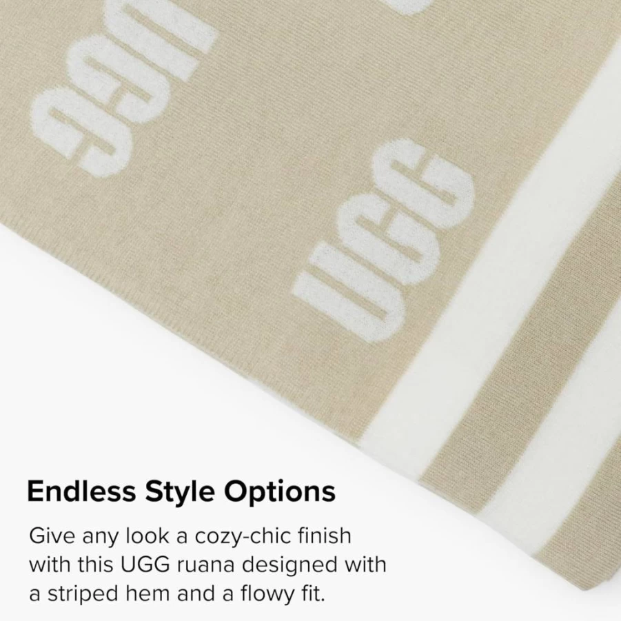 UGG Women's Logo Knit Ruana Wrap - Cozy Cable Knit Cardigan Shawl