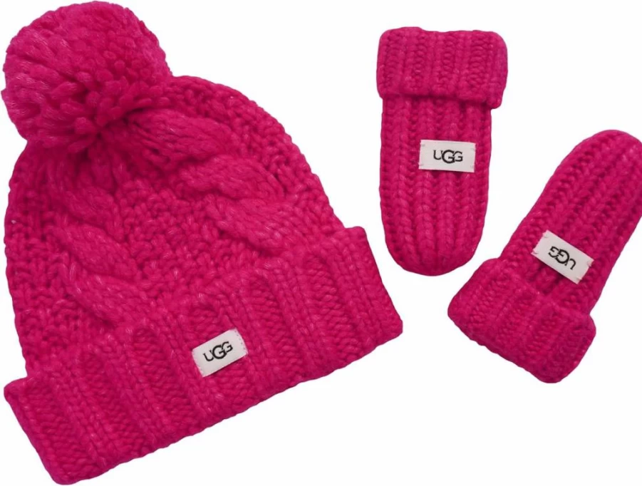 UGG Baby Cozy Knit Hat and Mittens Set - Soft Beanie with Plush Lining for Infants