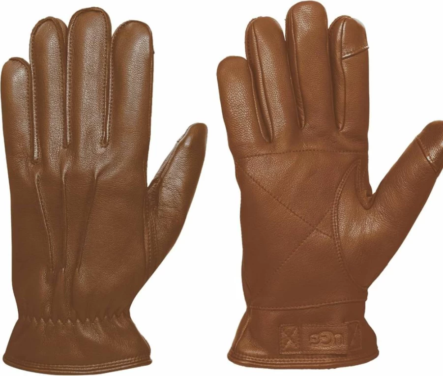 UGG Men's Genuine Leather 3-Point Winter Gloves for Cold Weather