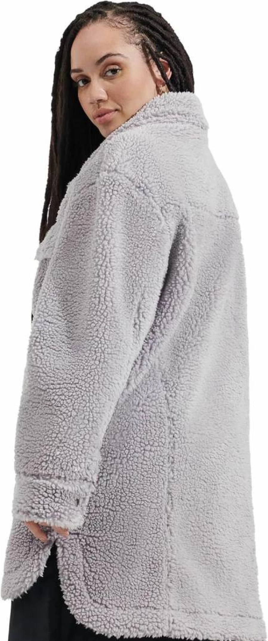 UGG Women's Frankie Fluffy Sherpa Jacket - Cozy Fleece Shirt Style Outerwear