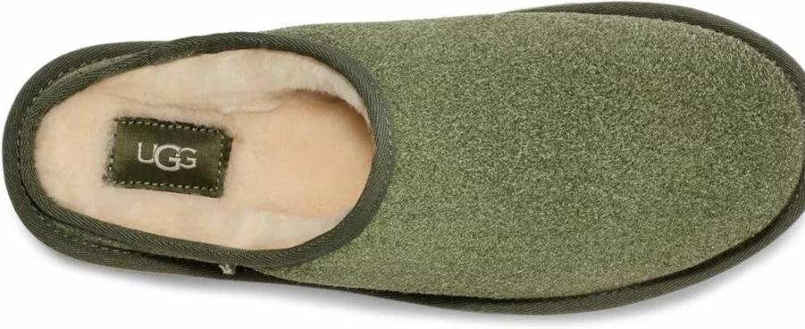 UGG Men's Classic Slip-On Suede Slippers with Shaggy Fleece Lining