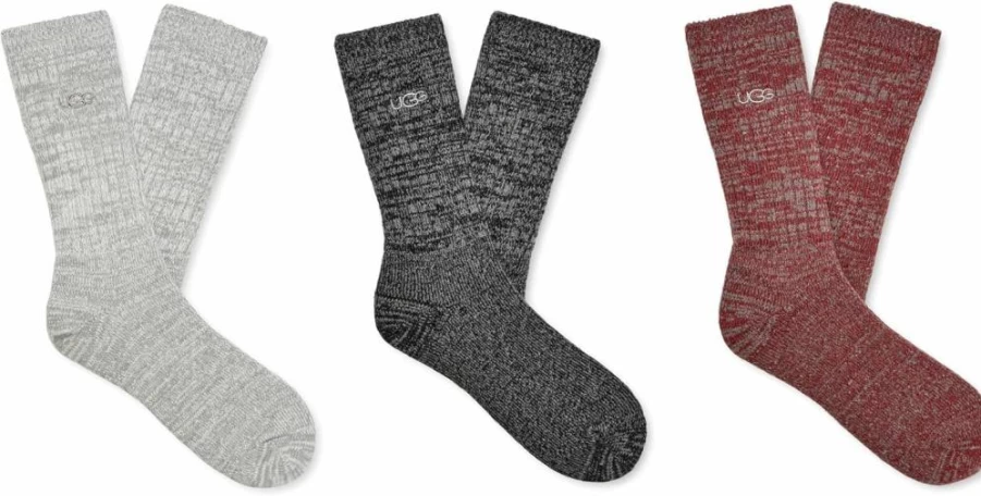 UGG Men's Trey Rib Knit Cozy Socks - 3-Pack Warm Winter Socks for Men