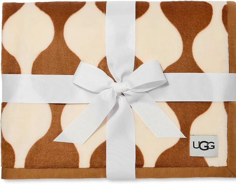 UGG Unisex Adult Duffield Throw II Blanket - Soft Oatmeal Heather Cozy Fleece Blanket for Home & Travel